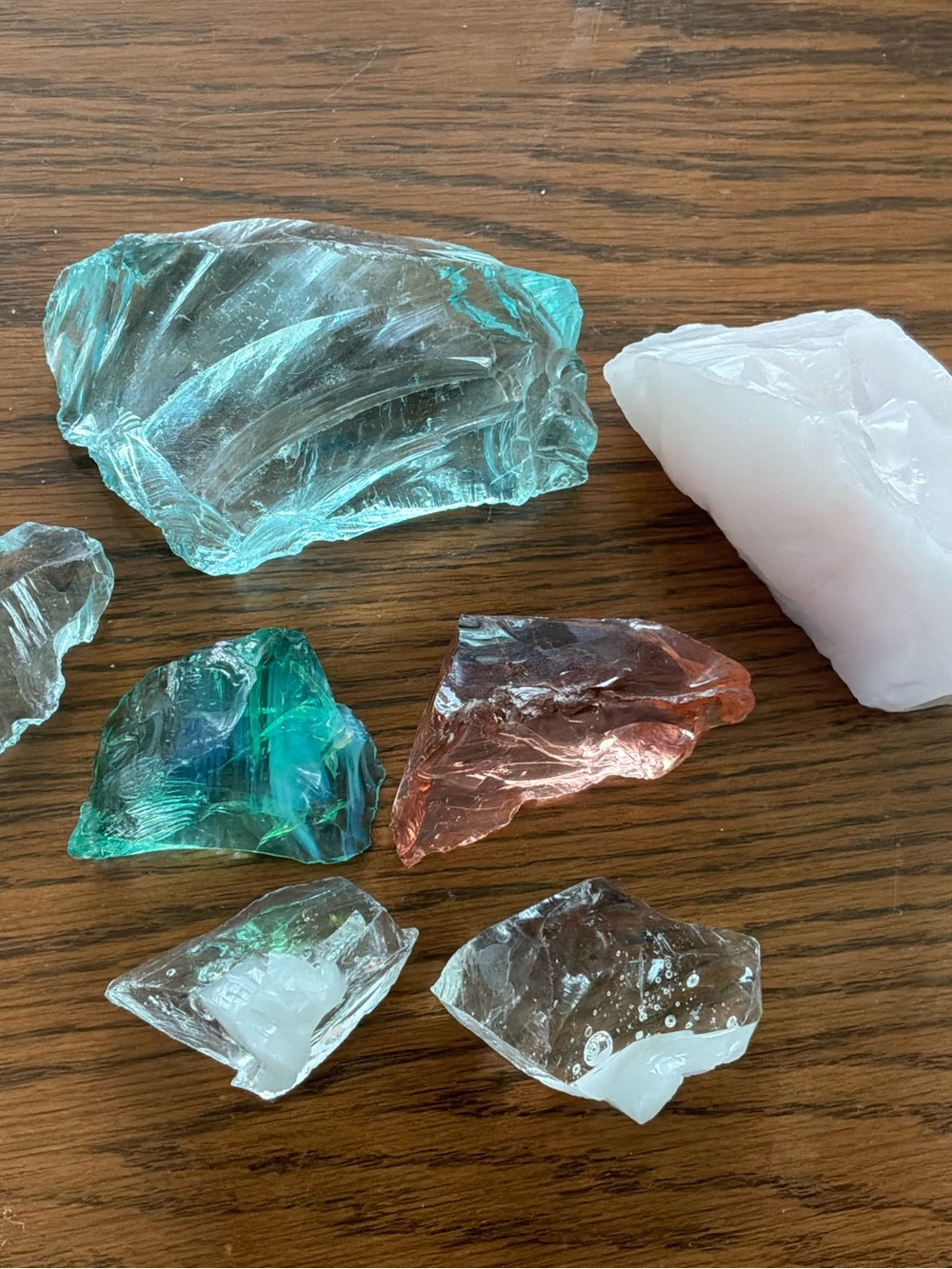 Mixed Glass Gemstone Chunks - Aqua, Teal, Pink & Clear
